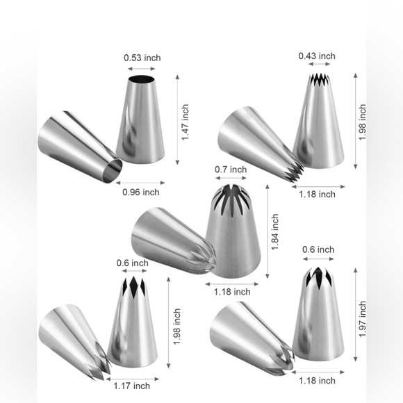 4-PCS Large Piping Tips Set, Stainless Steel Frosting Tips, for Decorating - Picture 2 of 4